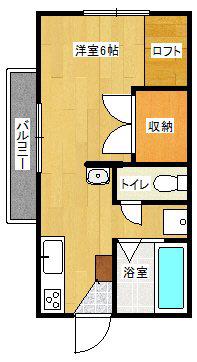 プチメゾン貝津(1K/2階)の間取り写真