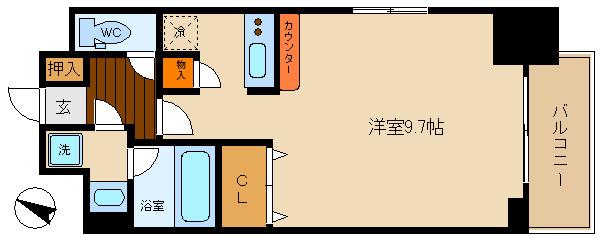 エイペックス神戸みなと元町COASTLINE(ワンルーム/12階)の間取り写真