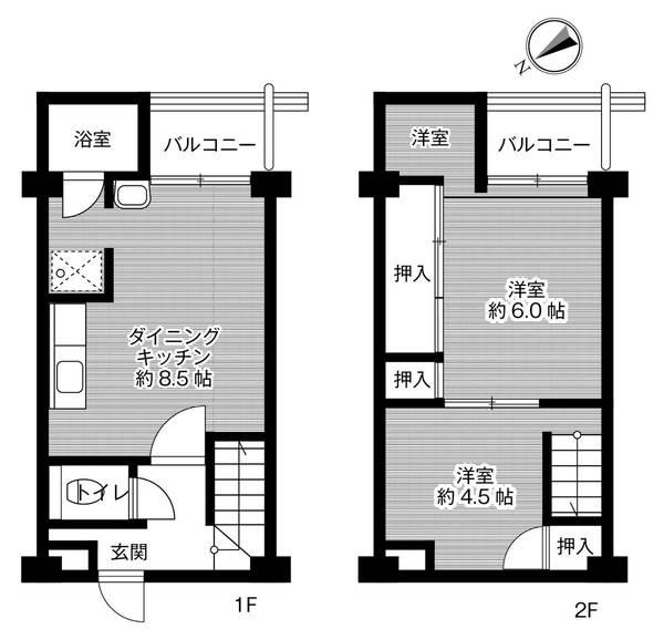 ビレッジハウス倉治2号棟(2LDK/3階)の間取り写真