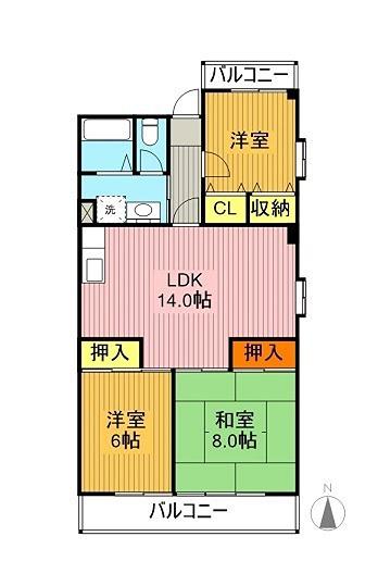 THE COMFORT(3LDK/2階)の間取り写真