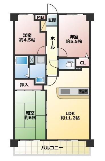 プレステージ南大久保(3LDK/5階)の間取り写真