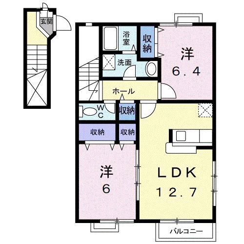 夢が丘ガーデンハイツIII(2LDK/2階)の間取り写真