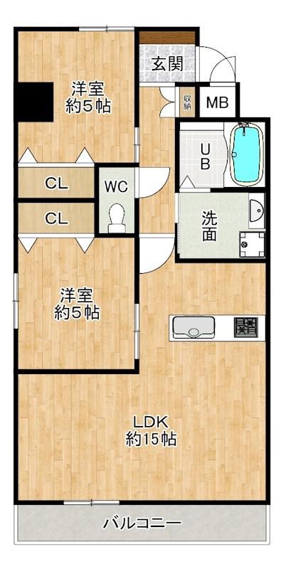 STUDIE小文字通(2LDK/3階)の間取り写真