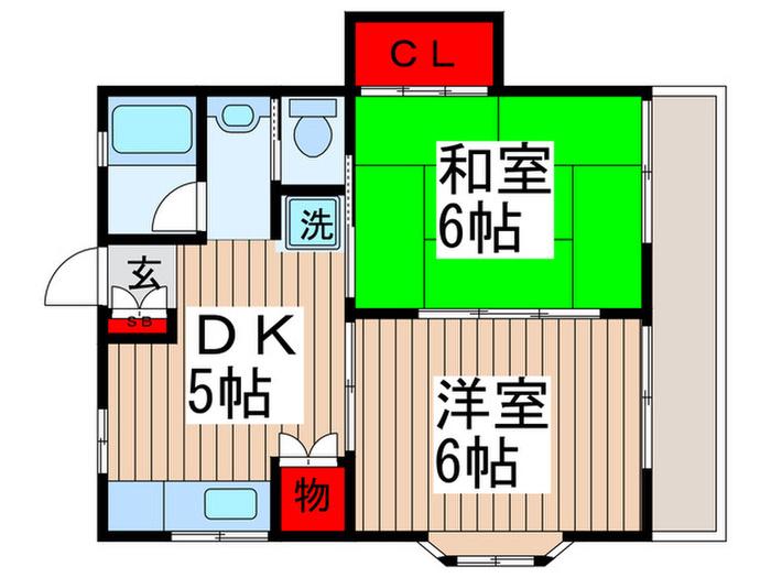 メゾンパイン(2DK/1階)の間取り写真