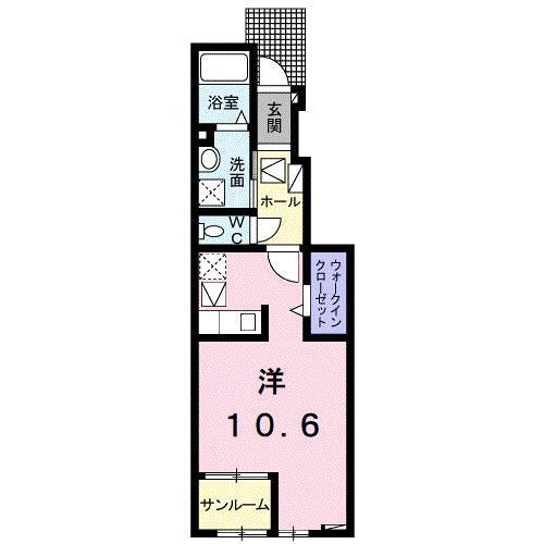 ル・クール I(ワンルーム/1階)の間取り写真