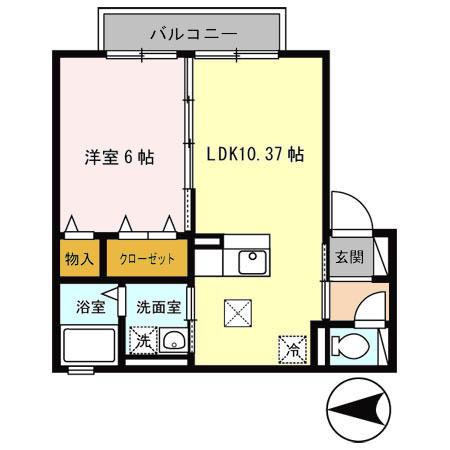 コージーコート八木B棟(1LDK/1階)の間取り写真