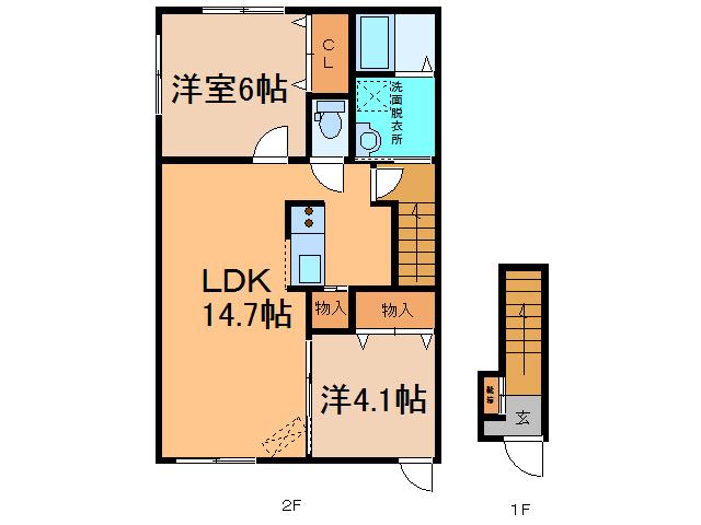 エムズアール ウエスト(2LDK/2階)の間取り写真