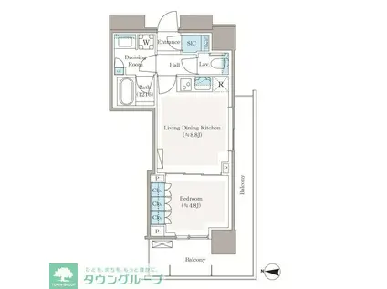 パークシティ中野ザタワー ブリーズ(1LDK/8階)の間取り写真