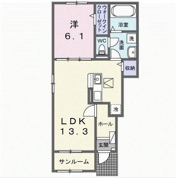 エルヴェ(1LDK/1階)の間取り写真