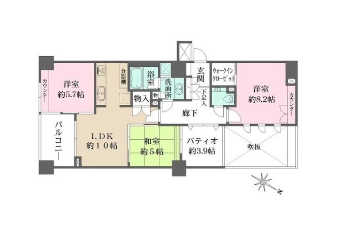 サンクタス築地(3LDK/11階)の間取り写真