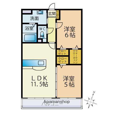 カーサ パルチェ(2LDK/2階)の間取り写真