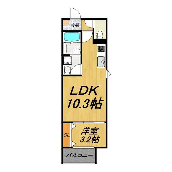 LECOCON上飯田(1LDK/1階)の間取り写真