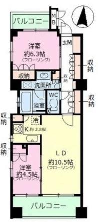 シャリエ錦糸町石原(2LDK/5階)の間取り写真