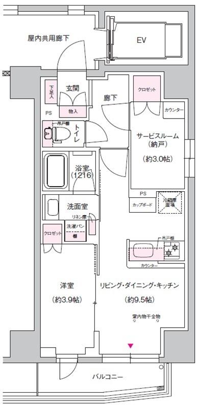 ジェイグランコート上野入谷(1SLDK/7階)の間取り写真