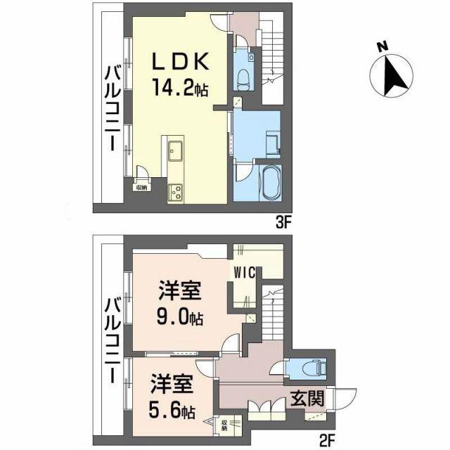シャーメゾン ラ テラ(2LDK/2階)の間取り写真