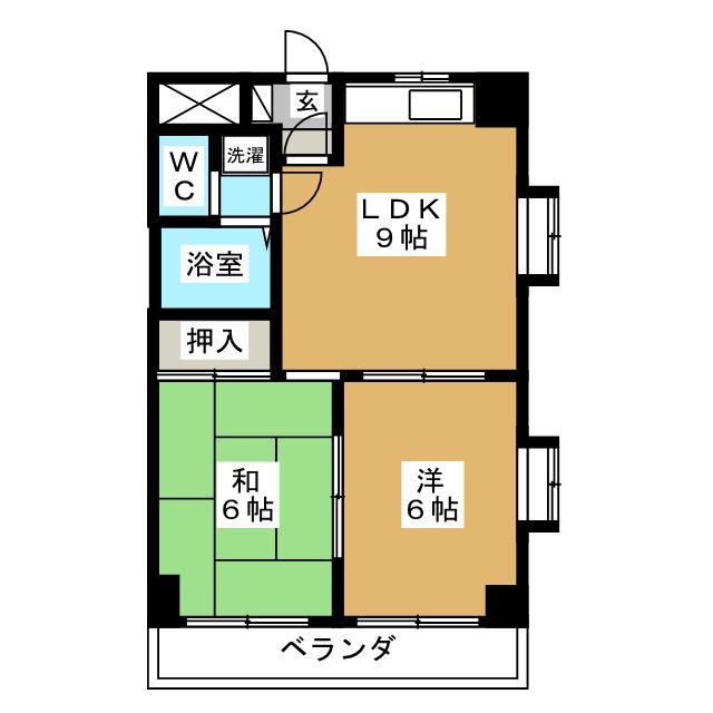 アーバンホームズB棟(2DK/2階)の間取り写真