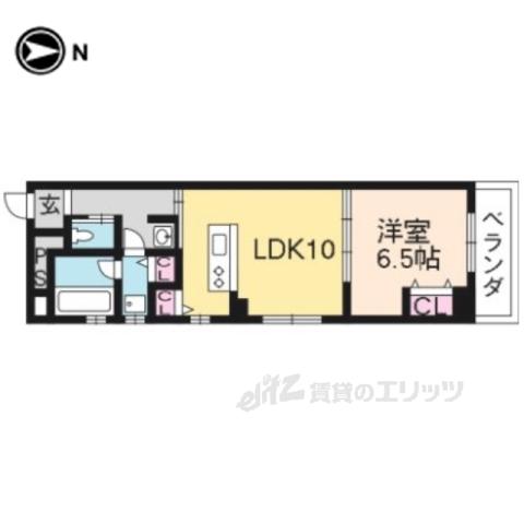 アマデウス萬壽寺葛野大路(1LDK/2階)の間取り写真