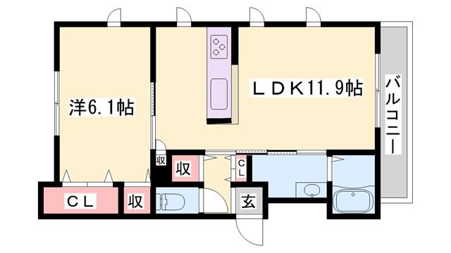 プレミアス三左衛門(1LDK/2階)の間取り写真