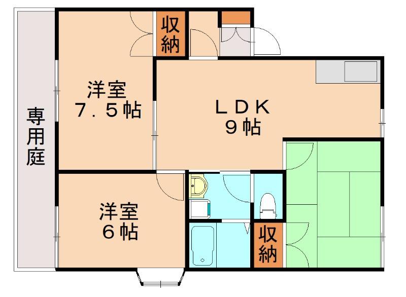 フローライン昇町B棟(3LDK/1階)の間取り写真