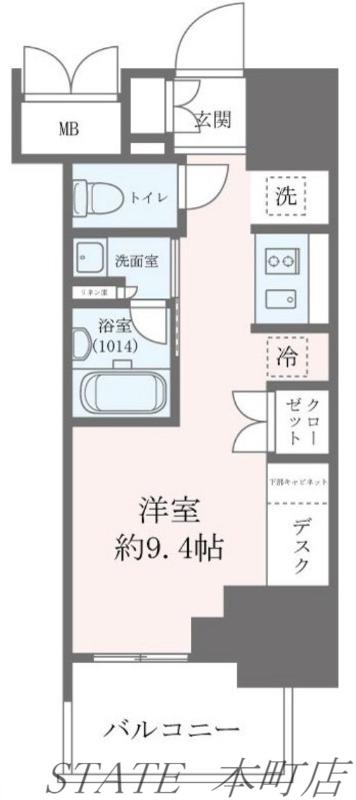 クレストコート靱公園 THE CLASS(ワンルーム/7階)の間取り写真