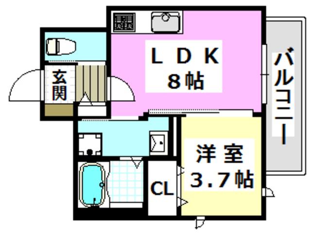 ブラン・シェトワ(1LDK/2階)の間取り写真
