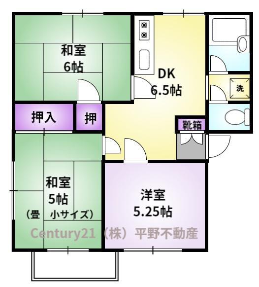 鳥栖ウエストハイツ A棟(3DK/2階)の間取り写真