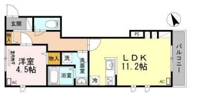 ドミール北沢(1LDK/1階)の間取り写真
