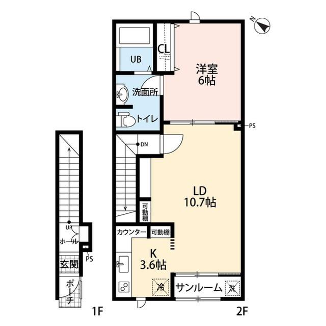 LA TERRE RICHE(1LDK/2階)の間取り写真