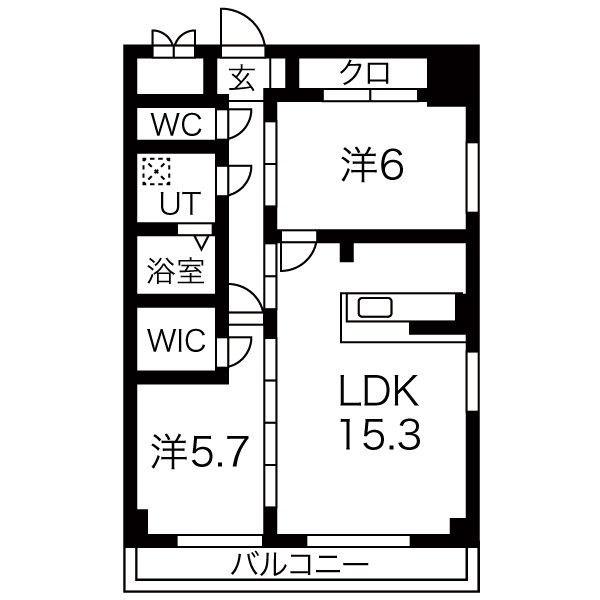 GRANDUKE丸田町(2LDK/6階)の間取り写真
