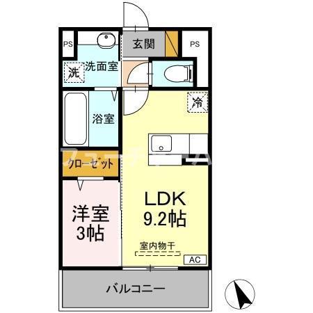 サクラテラス自由ヶ丘(1LDK/2階)の間取り写真