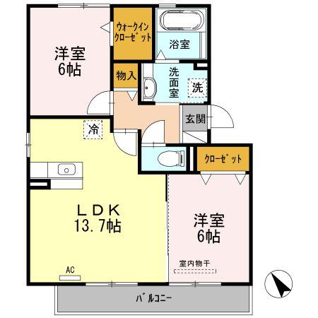 エクセラ(2LDK/2階)の間取り写真