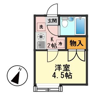 リバーパーク一之江A(1K/1階)の間取り写真