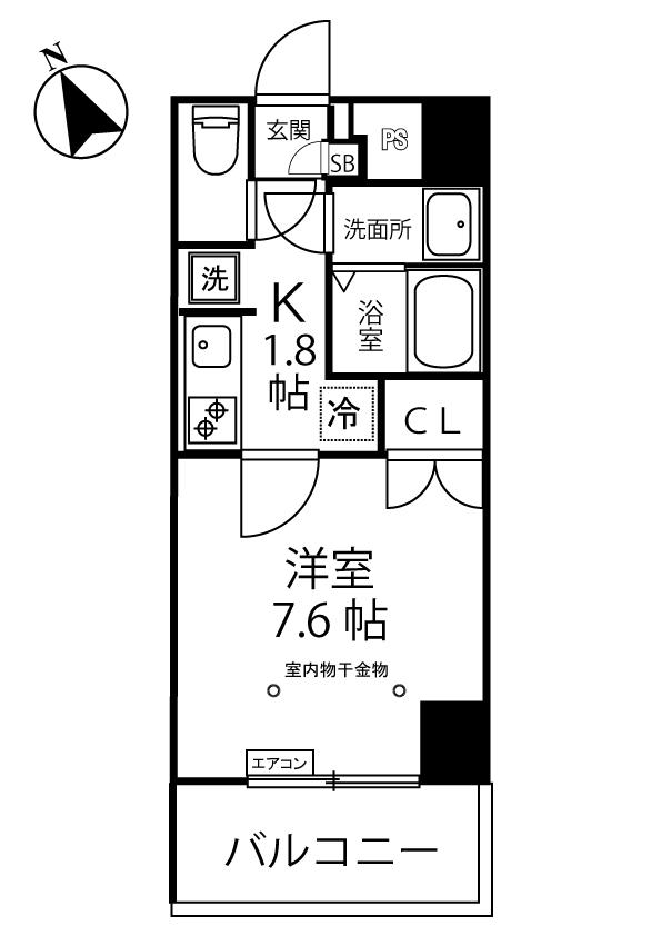 LOC S/ロックス北山田(1K/4階)の間取り写真