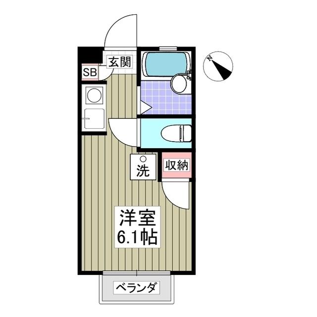 ヒルパール(ワンルーム/1階)の間取り写真