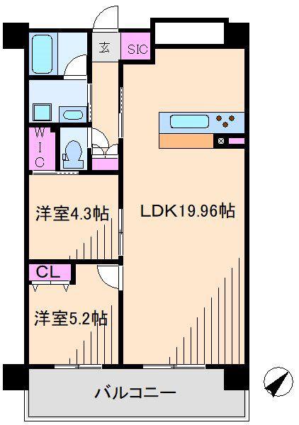 ニューガイア川崎NO.70(2LDK/2階)の間取り写真