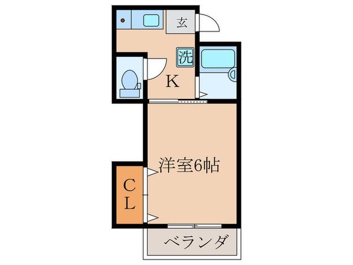 セカンド・ハイツ(1K/2階)の間取り写真