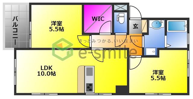友愛ビル(2LDK/4階)の間取り写真