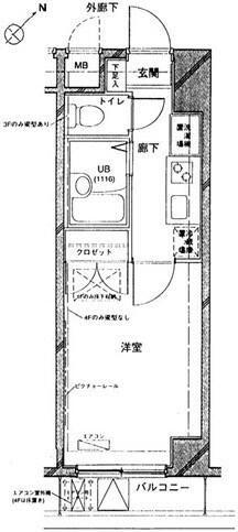 カテリーナ市ヶ谷(1K/2階)の間取り写真