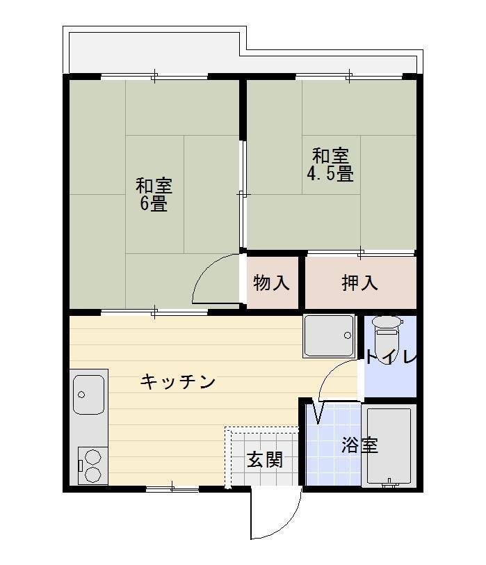 サングリーン榎 C棟(2DK/1階)の間取り写真