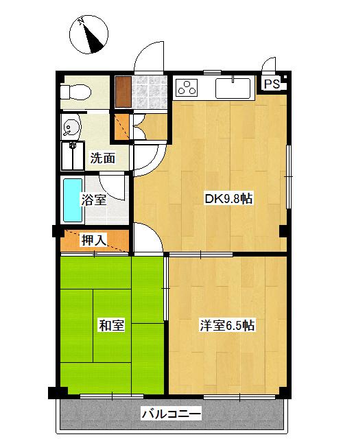 テルソガーデン第2(2DK/2階)の間取り写真
