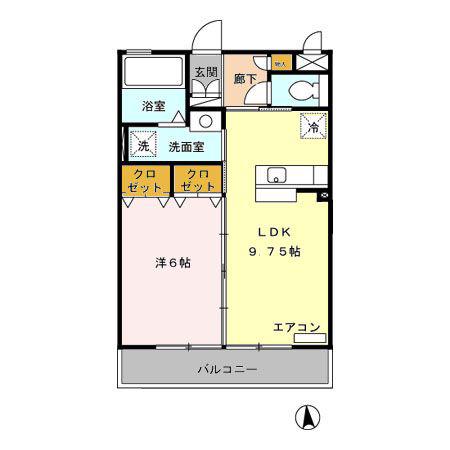 チューリップフィールド(1LDK/3階)の間取り写真