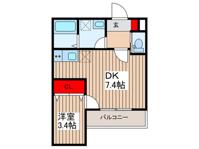 ジーメゾン見沼大和田カトレア(1DK/1階)の間取り写真