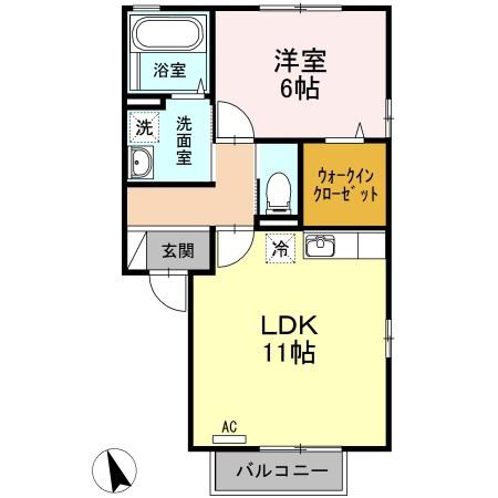 シャルマン(1LDK/2階)の間取り写真