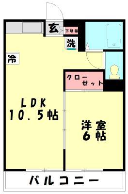 ビバリーヒルズ和光(1LDK/3階)の間取り写真