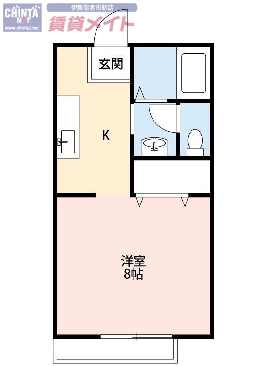ディアコートみやびII(1K/2階)の間取り写真