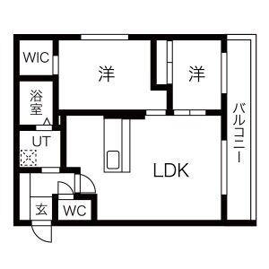 エアフォルク行啓通(2LDK/2階)の間取り写真