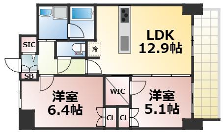 グランドレッセ今里(2LDK/3階)の間取り写真