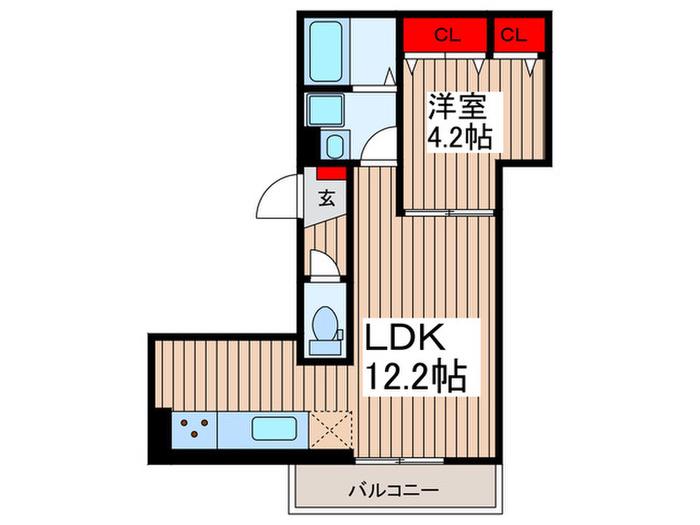 パークヴィラ桜木(1LDK/3階)の間取り写真