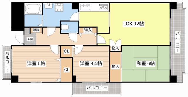 ライオンズステーションプラザ近江八幡弐番館(3LDK/9階)の間取り写真