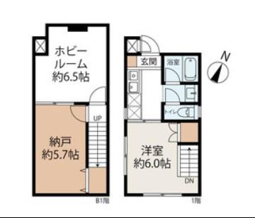 GRANDIR 神保町(1SK/B1階)の間取り写真
